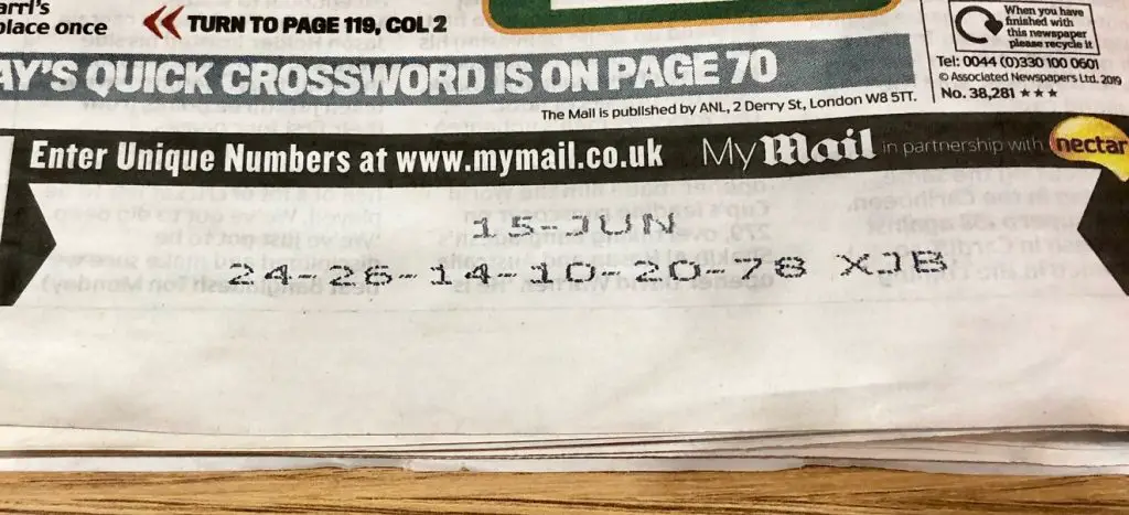 Daily Mail Unique Number