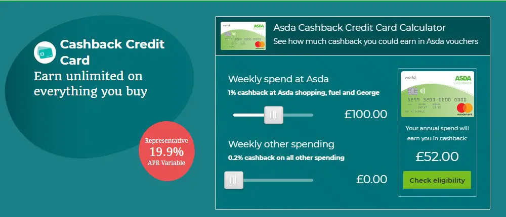 Asda Credit Card Cashback Calculator