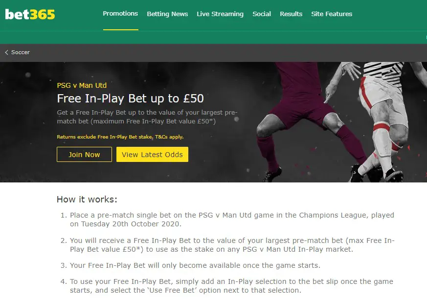 Bet365 Free Bets Offer