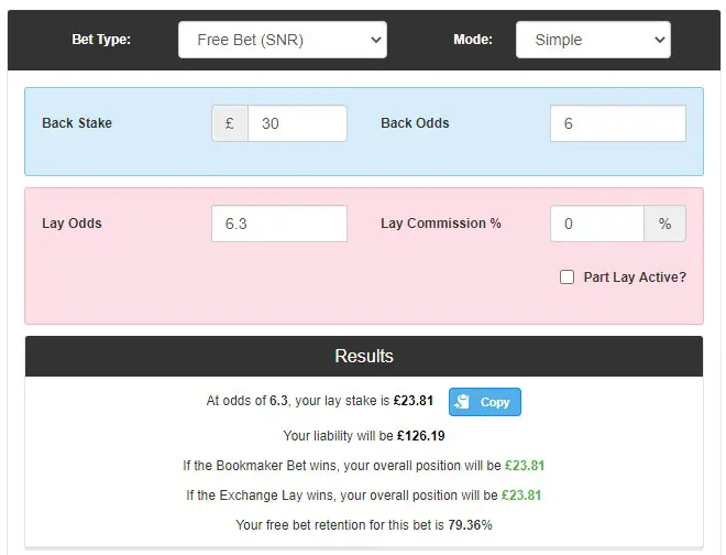 Free bet Calculator