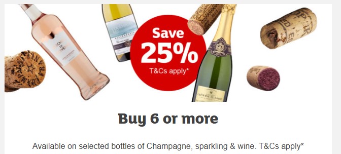 Sainsburys 25% Off Wine