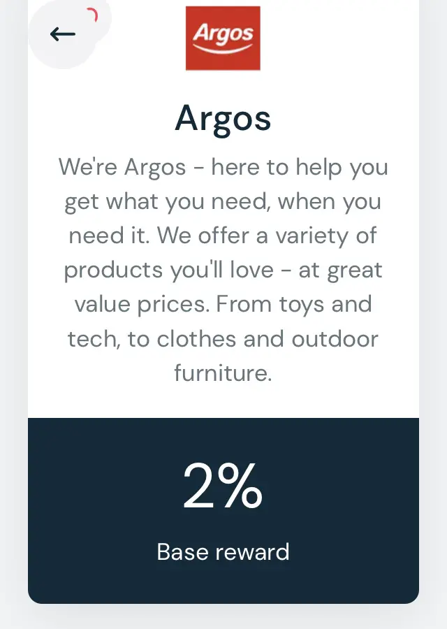 Argos Airtime Rewards cashback