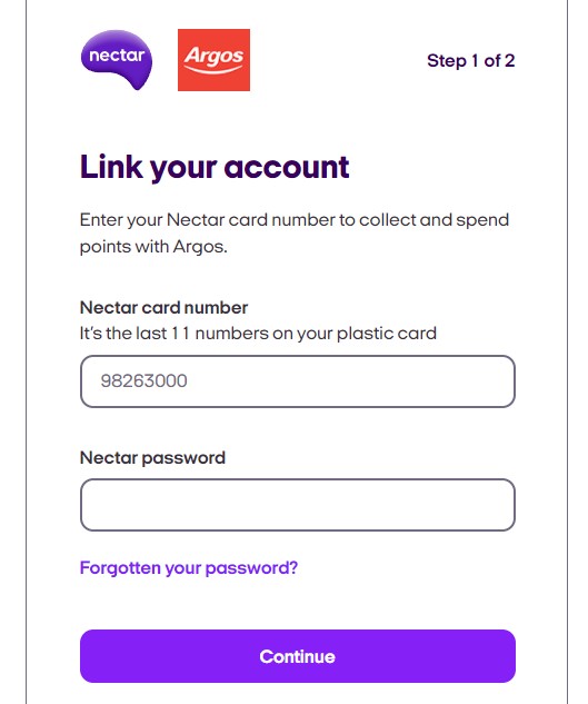 Enter Nectar Card Details