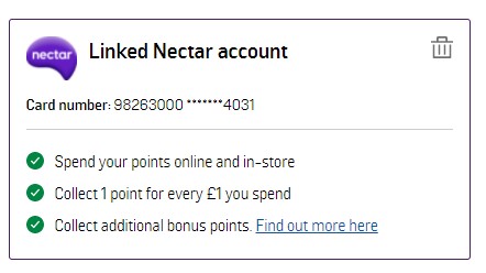 Linked Nectar Account to Argos