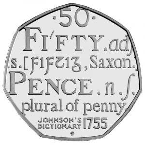 Johnsons Dictionary 50p Coin