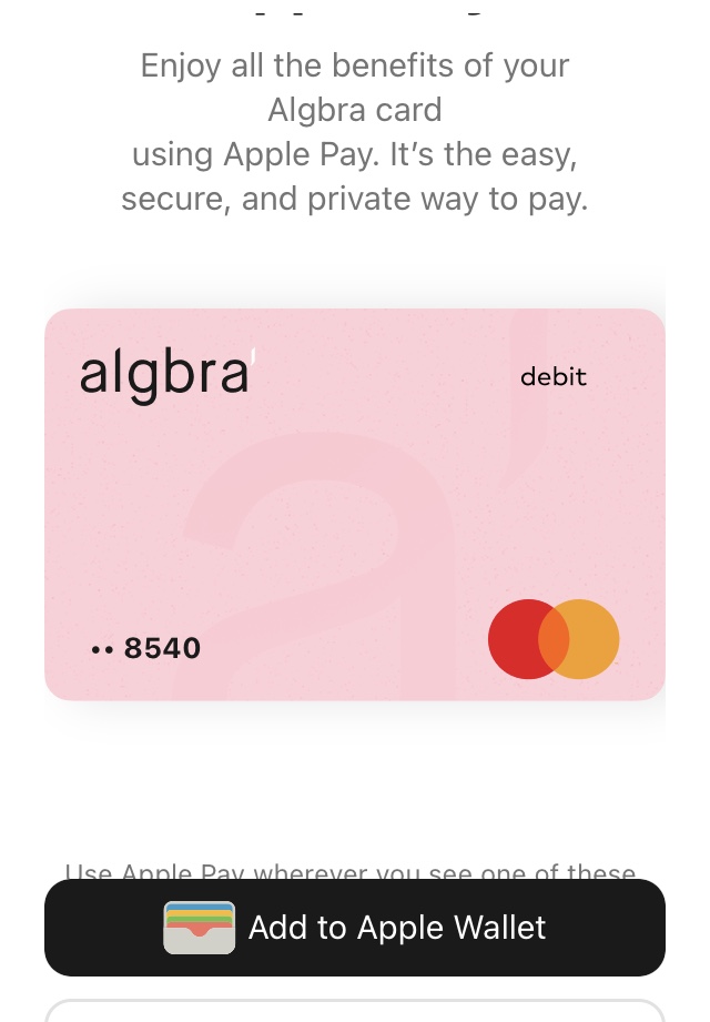 Add Algbra to Apple Wallet
