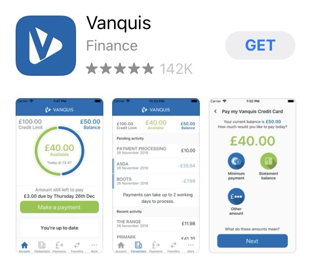 Vanquis 5 star app store rating