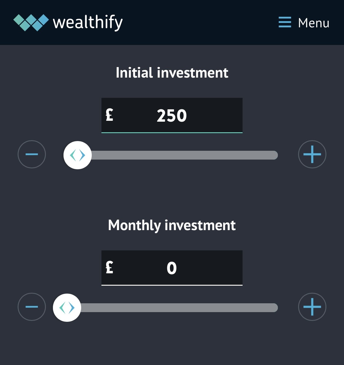 Choose Investment Amounts - deposit and monthly which is optional