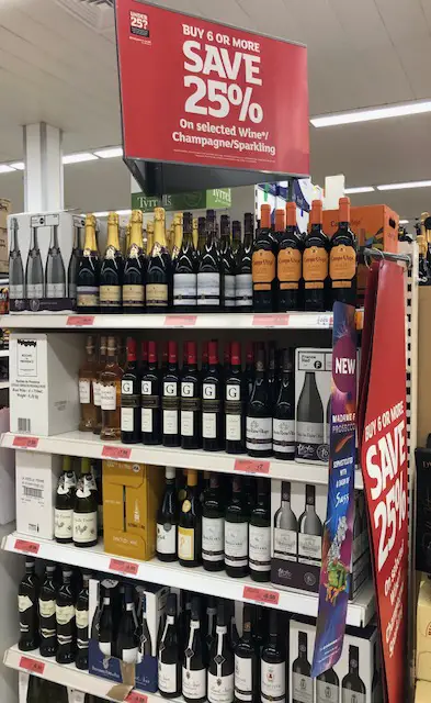 Sainsbury Wine Offers on End Plinth in store